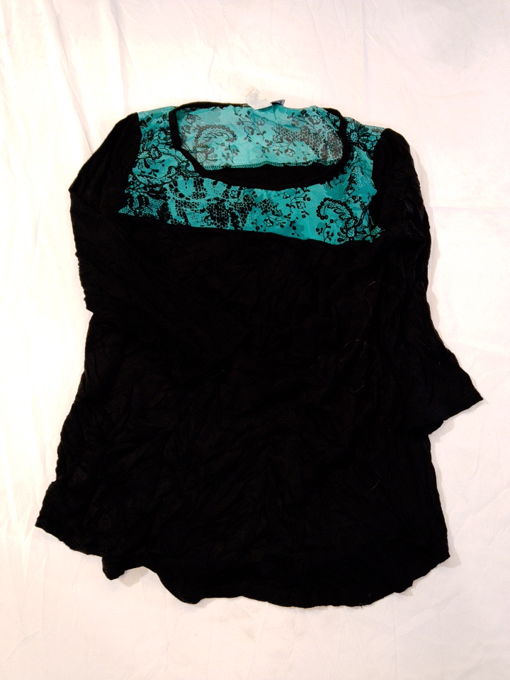 Christine Gerard Black and Teal Top