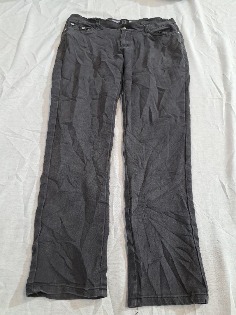 Black Cotton Blend Straight Leg Pants