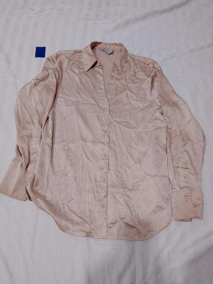 Beige Long-Sleeve Button-Down Shirt