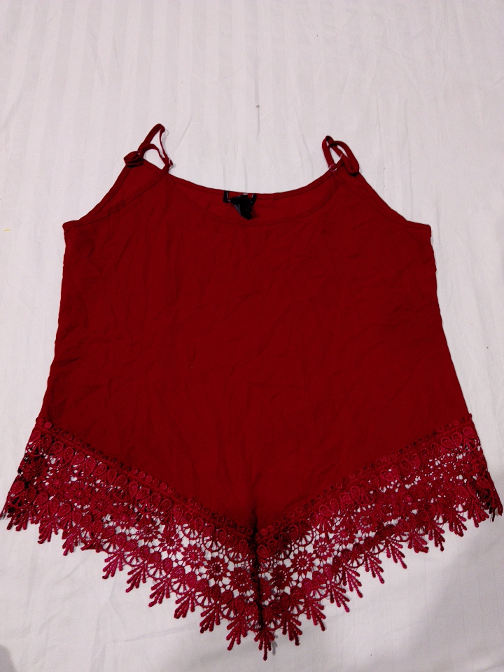 Women's Red Lace Trim Camisole