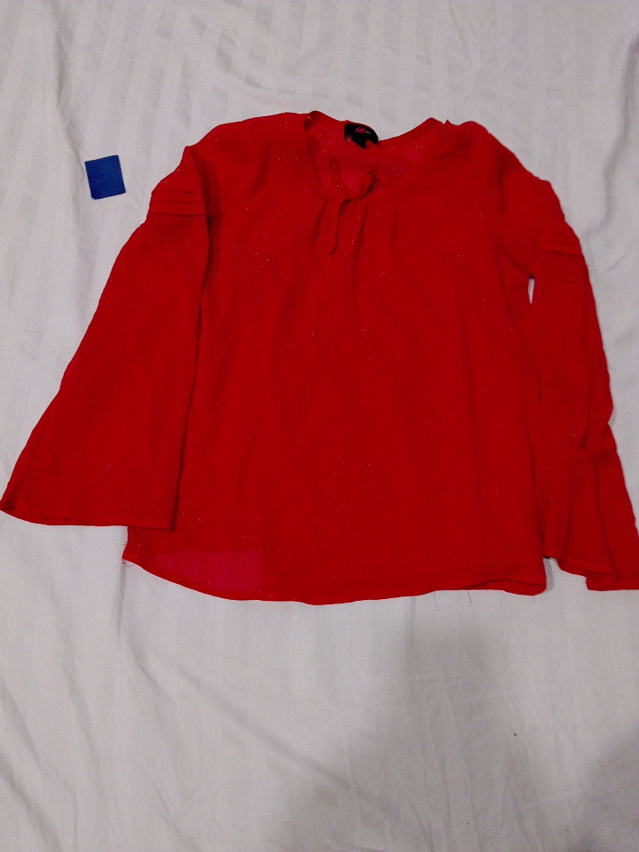 Red Long-Sleeve Blouse