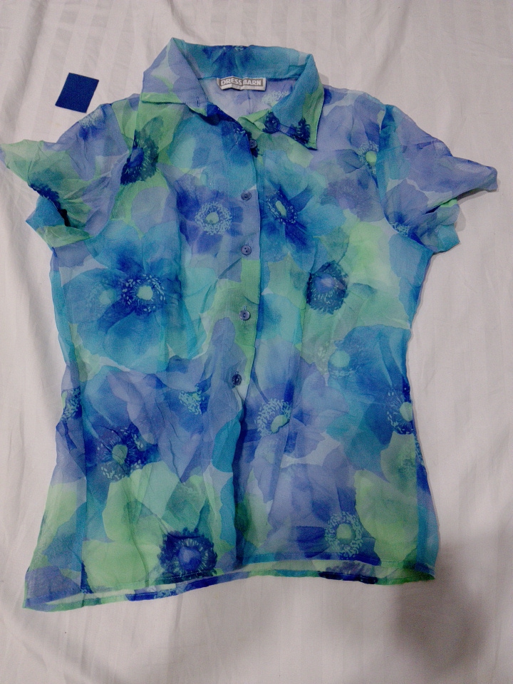 Chemise à manches courtes à fleurs bleues