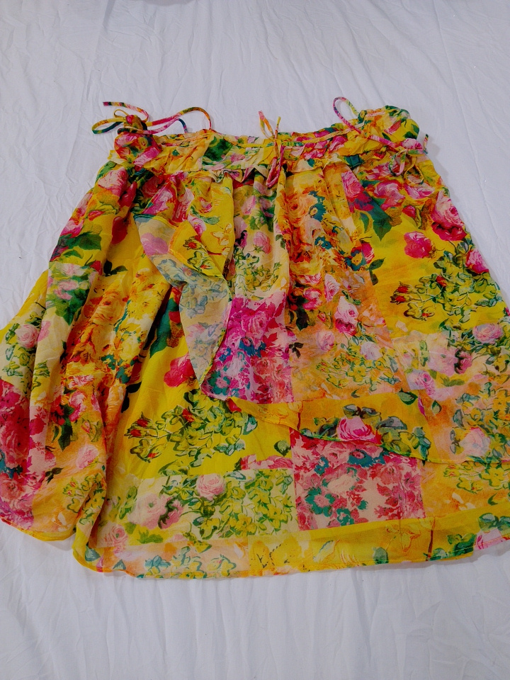 Jupe Jaune à Motif Floral