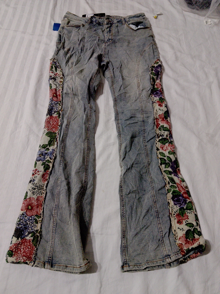 Floral Panel Denim Jeans