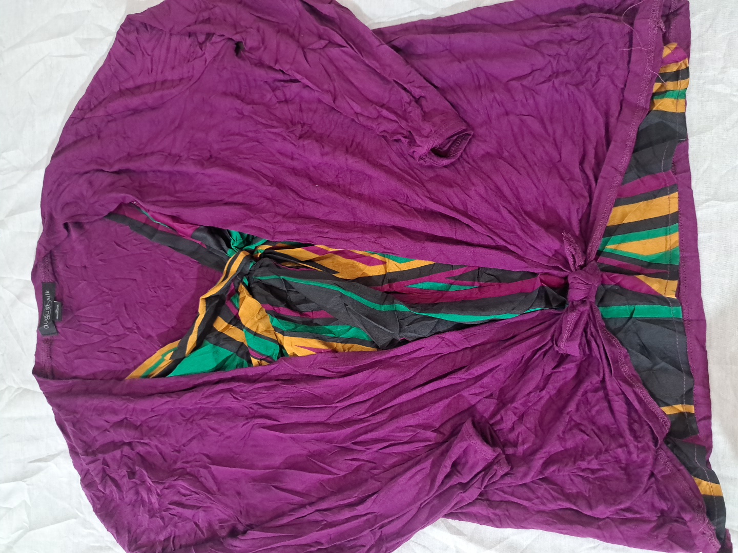 August Silk Purple Tie-Front Blouse
