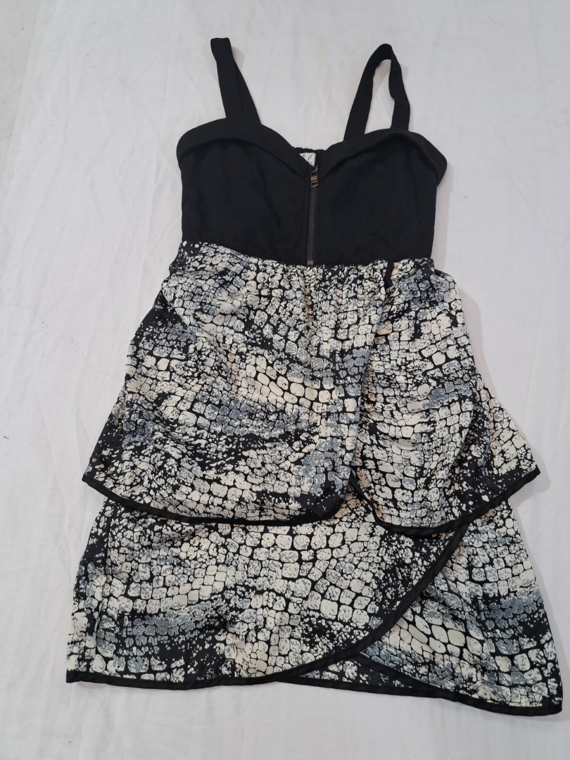 Black and White Tiered Mini Dress