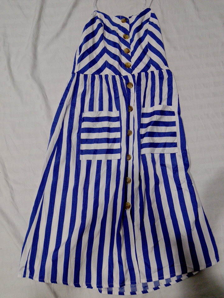 Blue and White Striped Dress