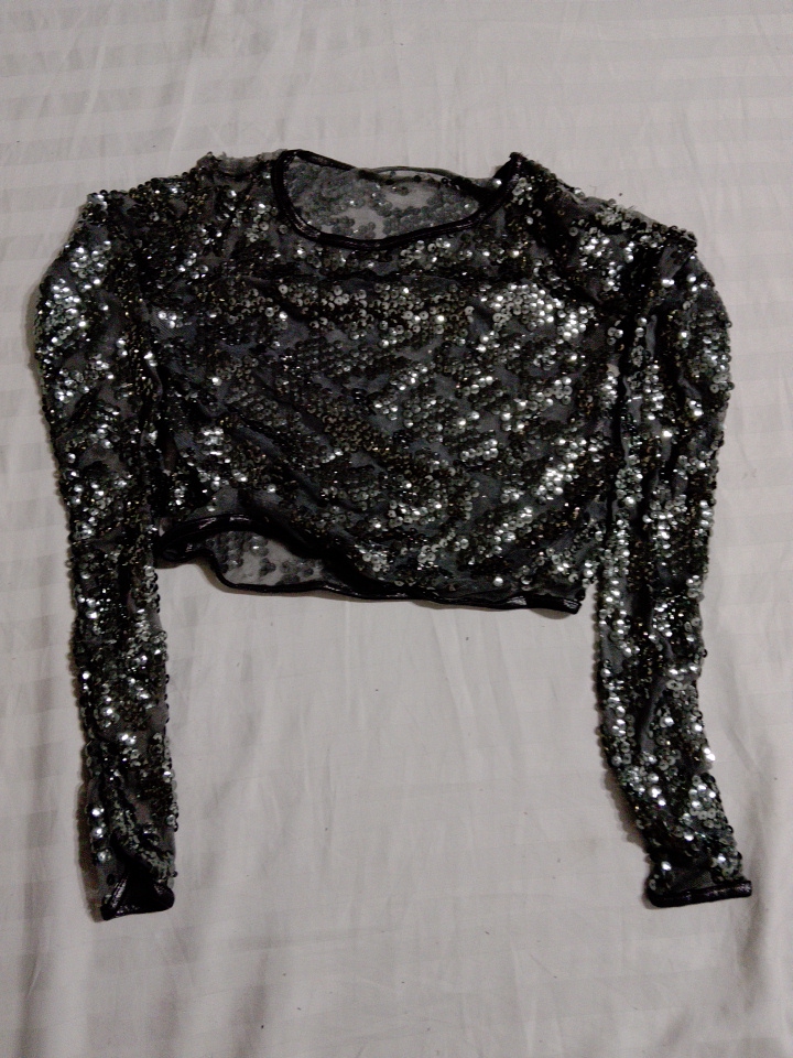 Sequined Long-Sleeve Top