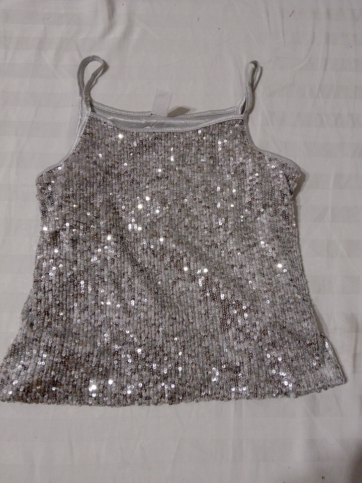 Top in camicia con paillettes