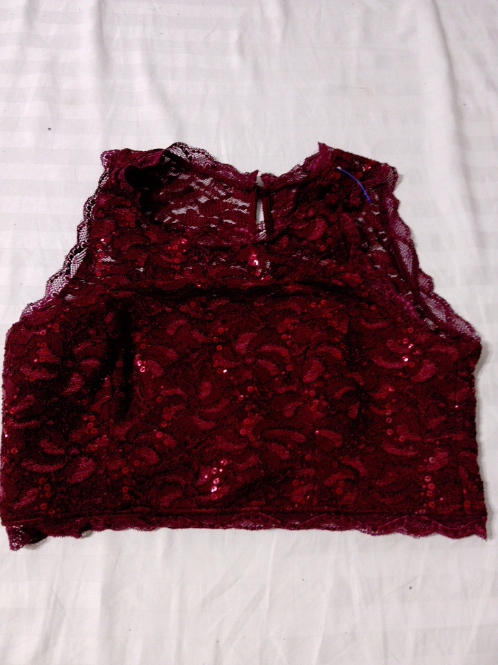 Red Lace Cropped Top