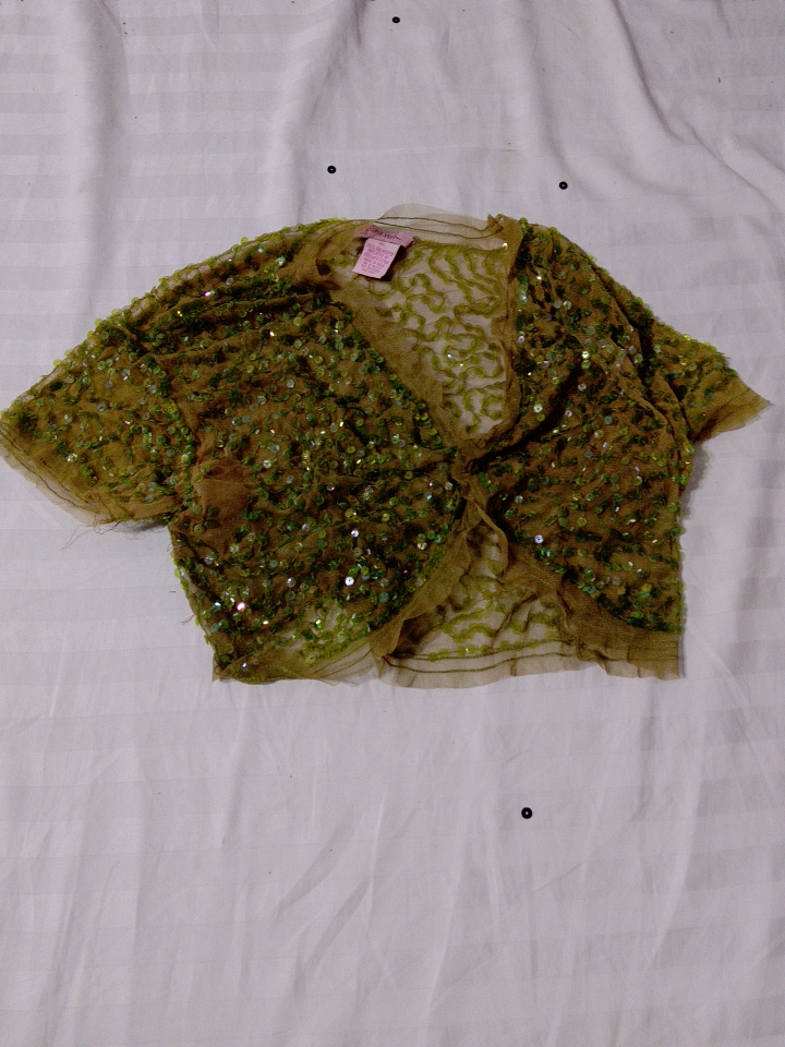 Grünes Pailletten-Bolero-Jackett