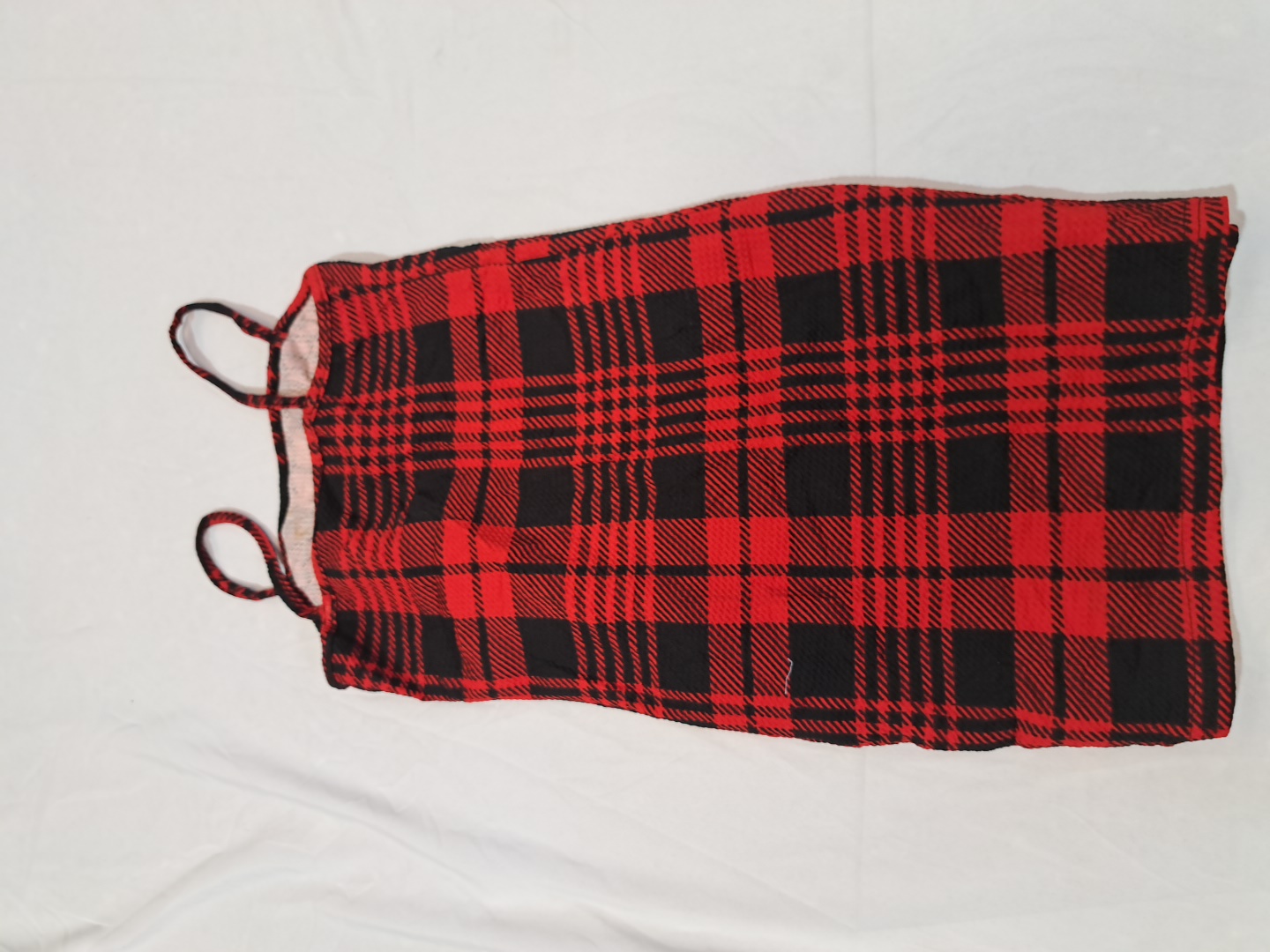 レッドプラッドドレス