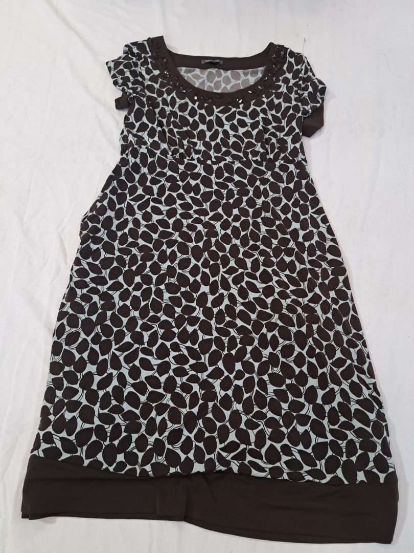 Abito floreale marrone e bianco Stretch Apt. 9