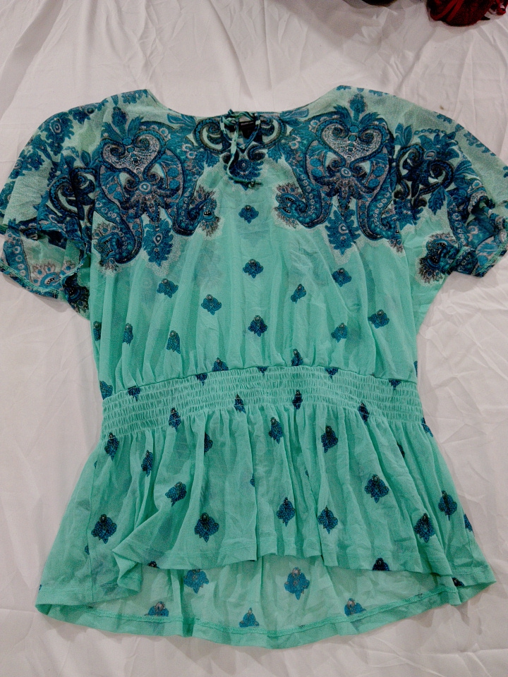 Top a peplum blu paisley