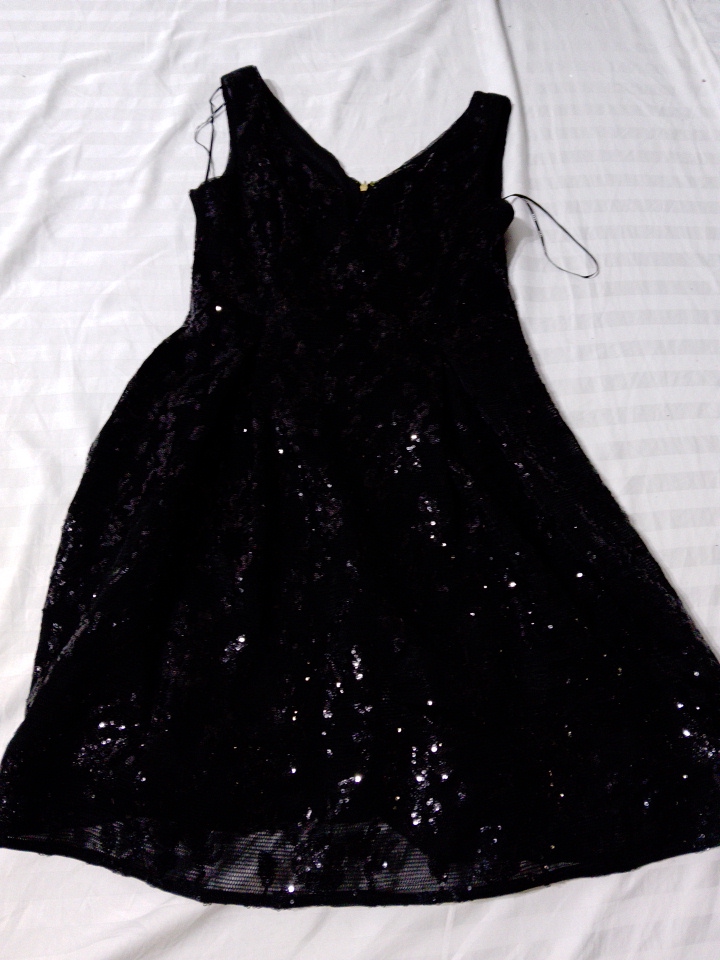 DKNY Schwarzes Pailletten-Kleid