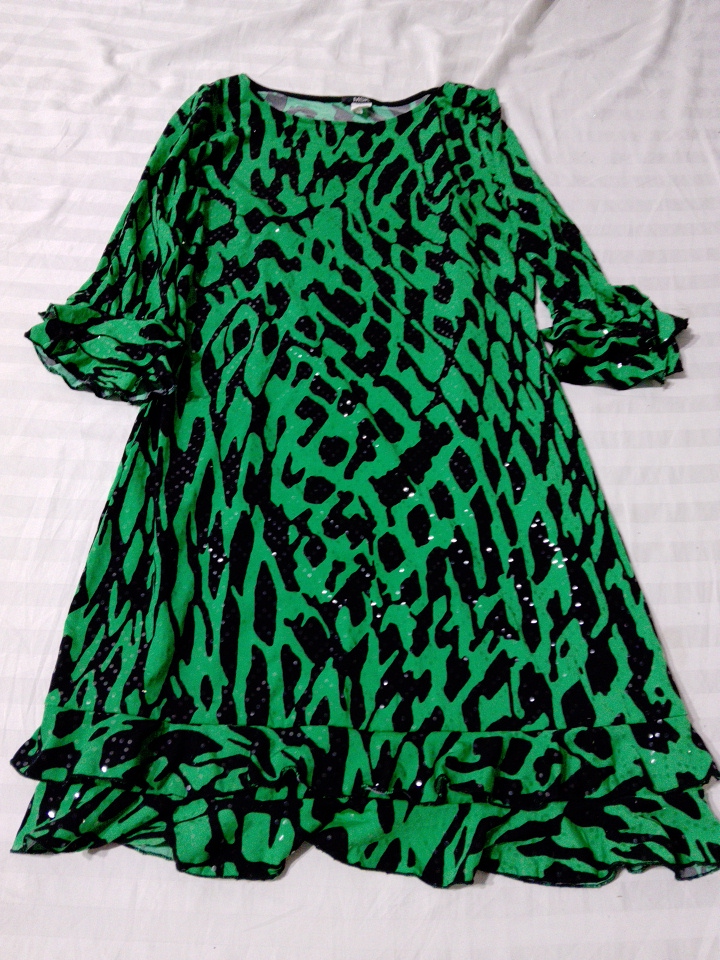 Green and Black Animal Print Dress