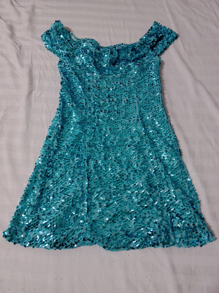 Abito Teal con Paillettes