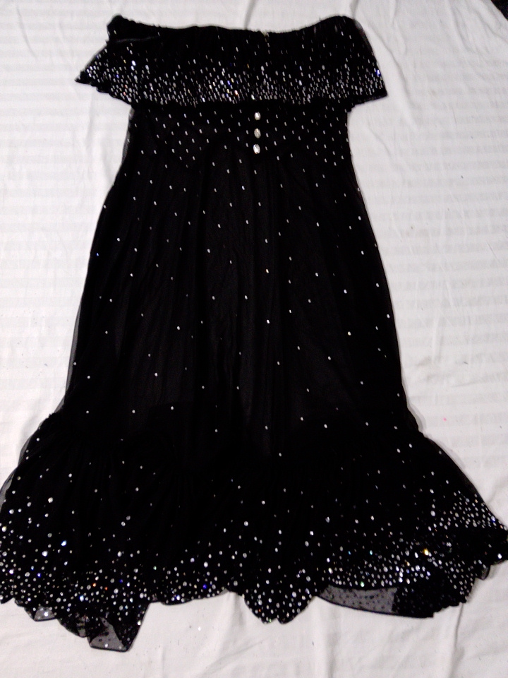 Black Embellished Off-the-Shoulder Dress
