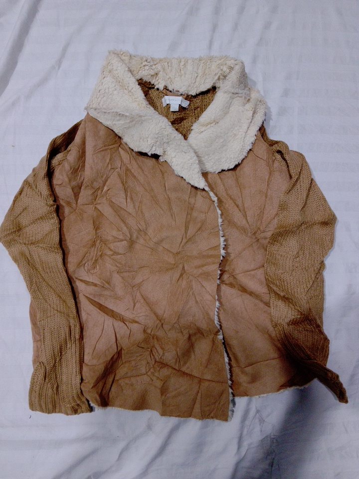 ブラウンニットジャケット シャーペーカラー付き