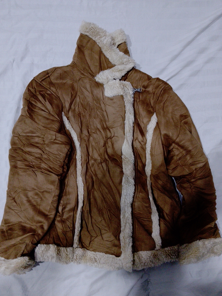 Giacca Puffer con Fodera in Sherpa Marrone