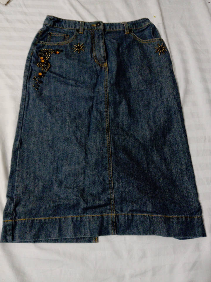 Denim Skirt with Embellishments