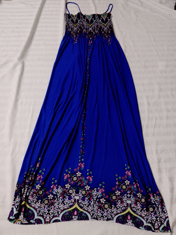 Royal Blue Floral Embroidered Maxi Dress