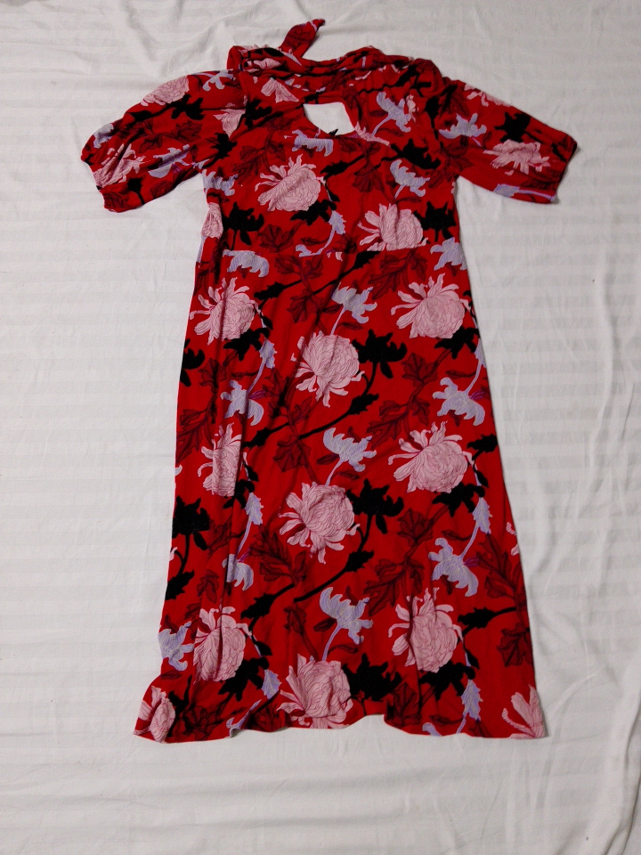 Eloquii Rotes Blumen-Halsbands-Midikleid