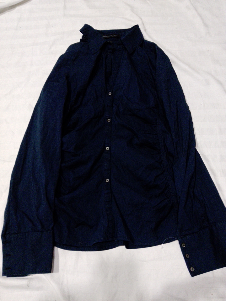 Dark Blue Long-Sleeve Button-Down Shirt