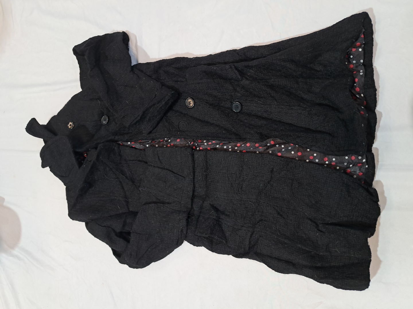 Black Polka Dot Lined Trench Coat