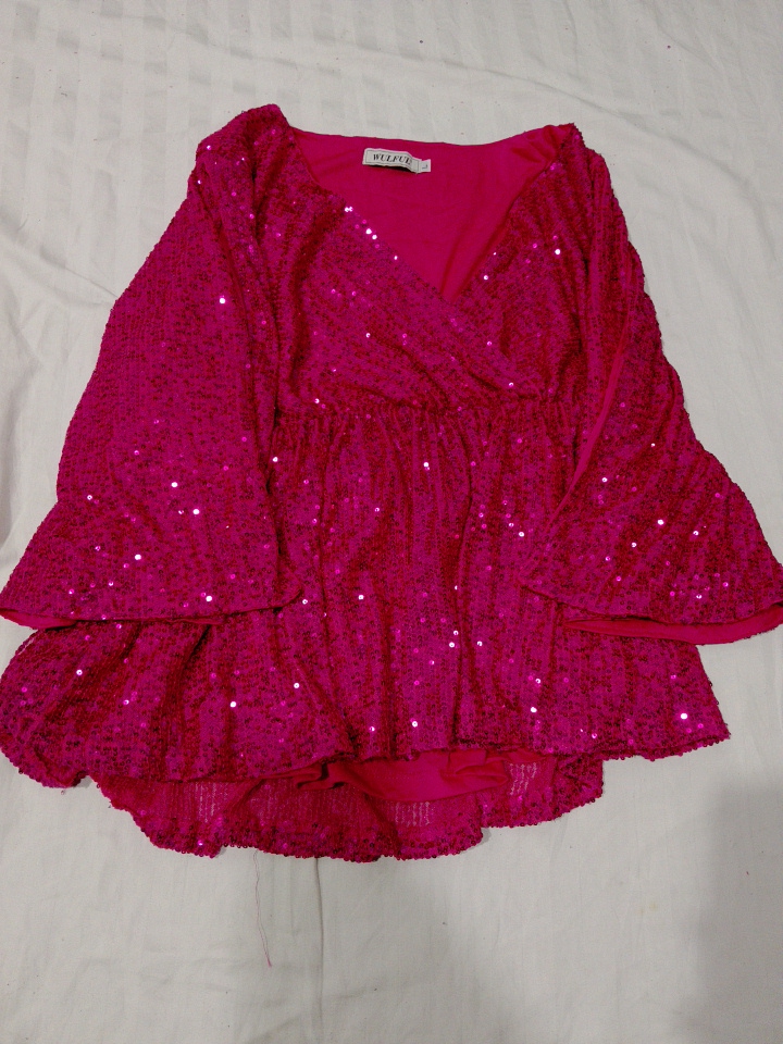 Top Rosa Com Lantejoulas
