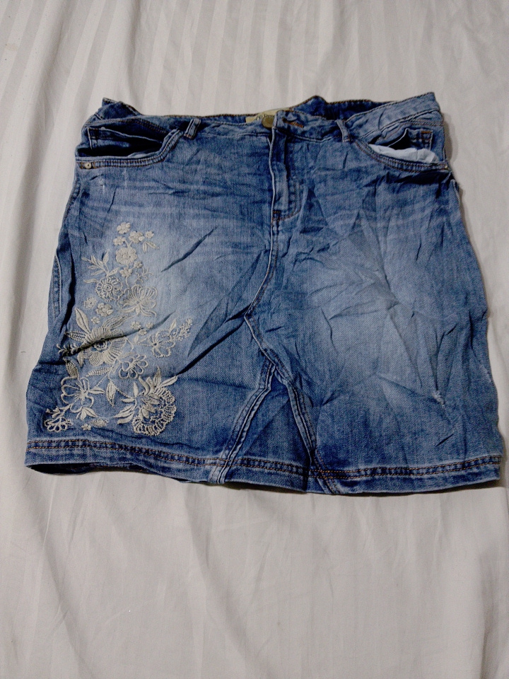 Denim Shorts with Floral Embroidery