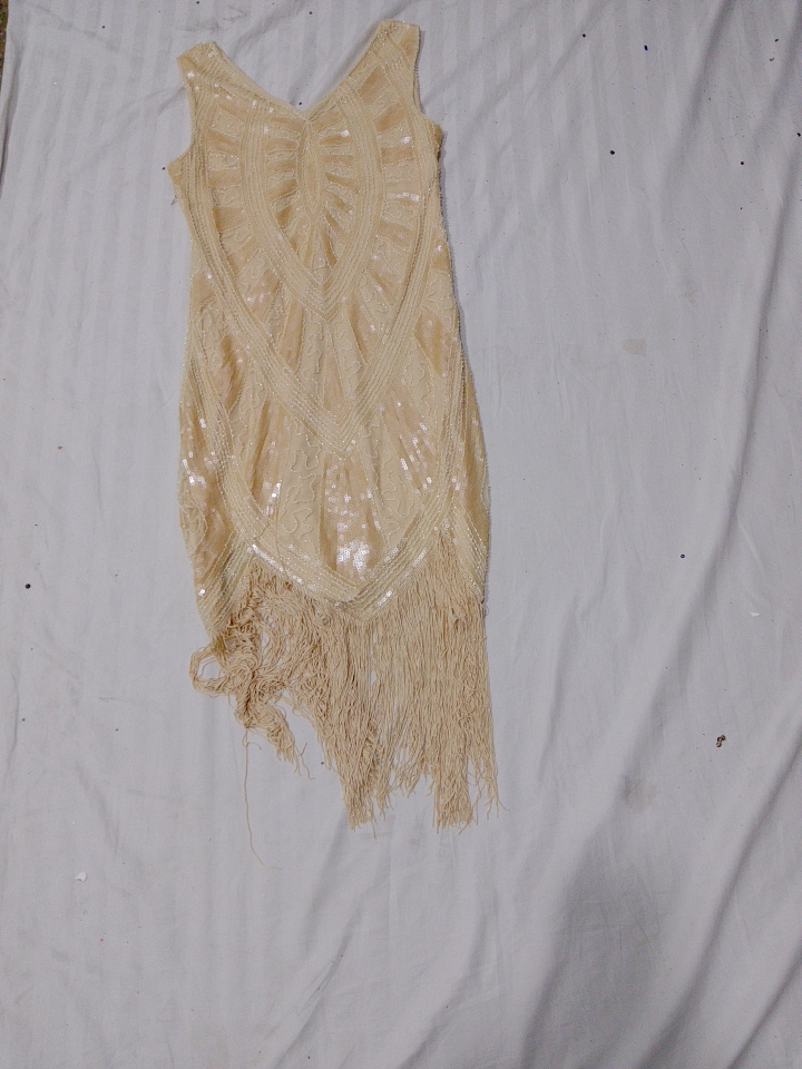 Top beige à franges