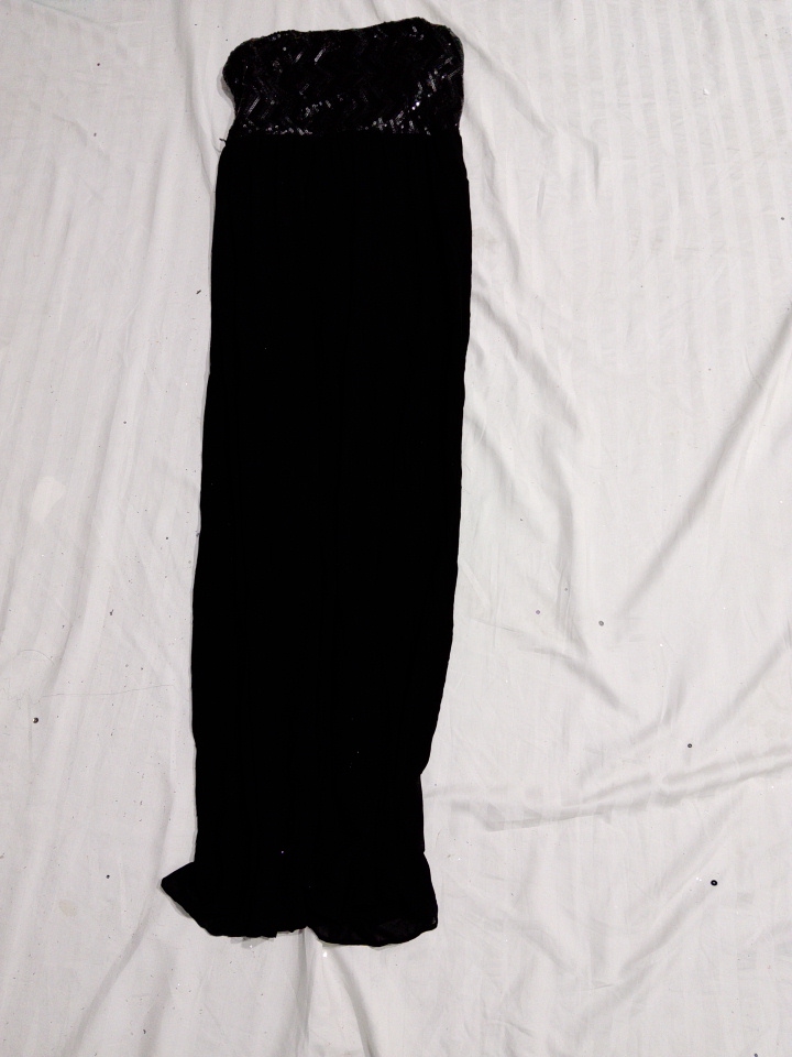 Black Velvet Maxi Skirt with Lace Waistband