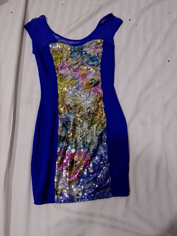 Royal Blue Sequined Bodycon Dress