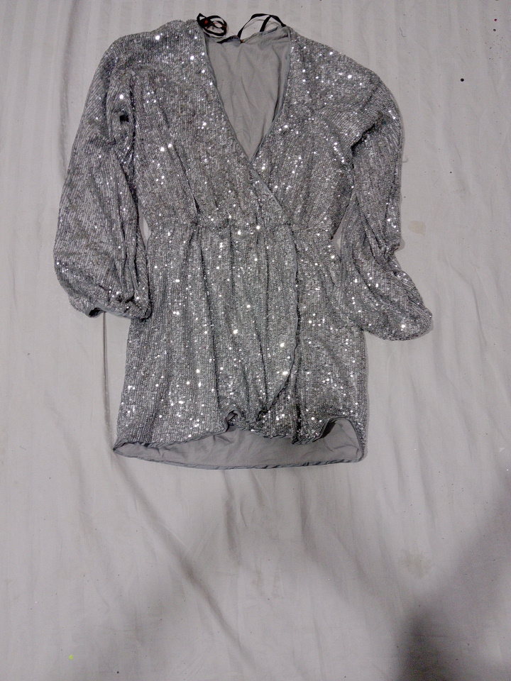 Sequined Silver Romper