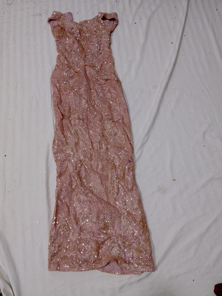 Pink Sequined Evening Dress