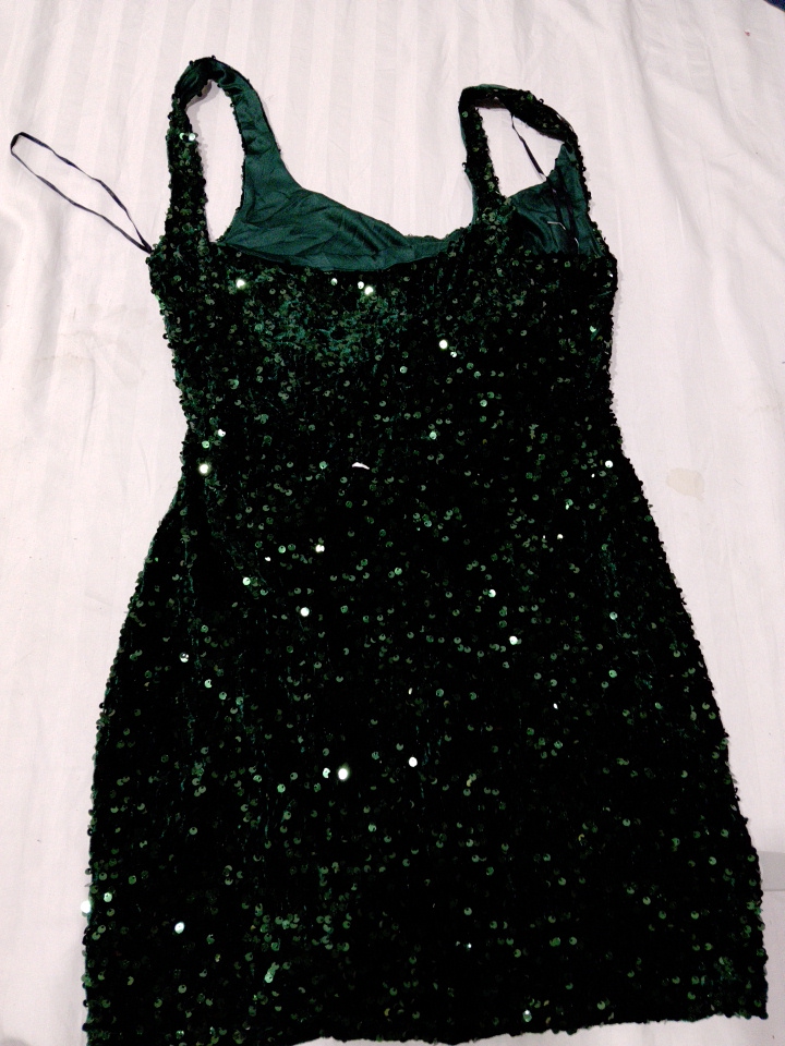 Vestido Mini de Lantejoulas Verde Esmeralda