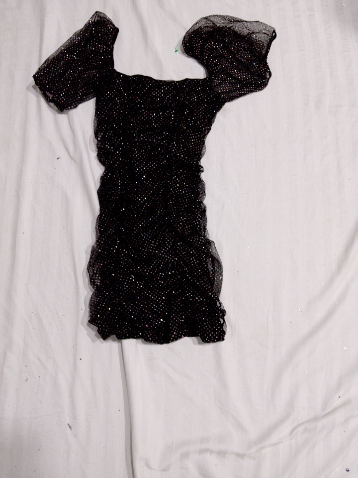 Black Sequined Off-the-Shoulder Dress