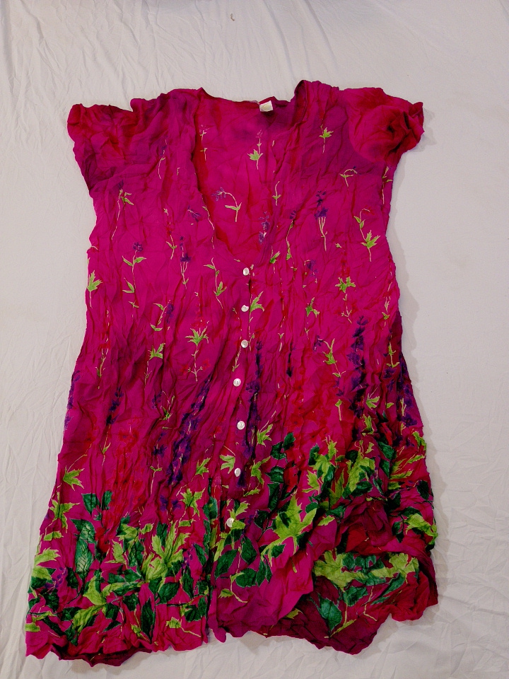 La Cera Embroidered Floral Print Chiffon Blouse in..