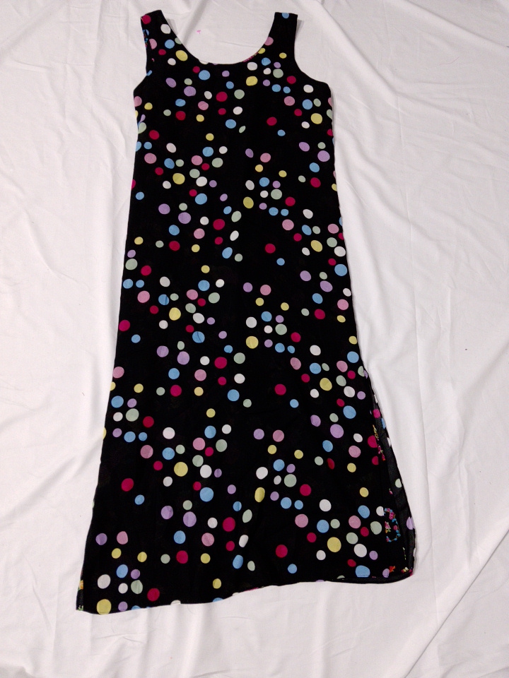 Black Sleeveless Polka Dot Midi Dress