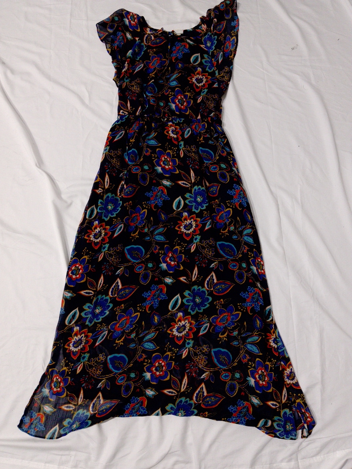 Bardot Floral Print Ruffle Shoulder Sleeveless Mid..