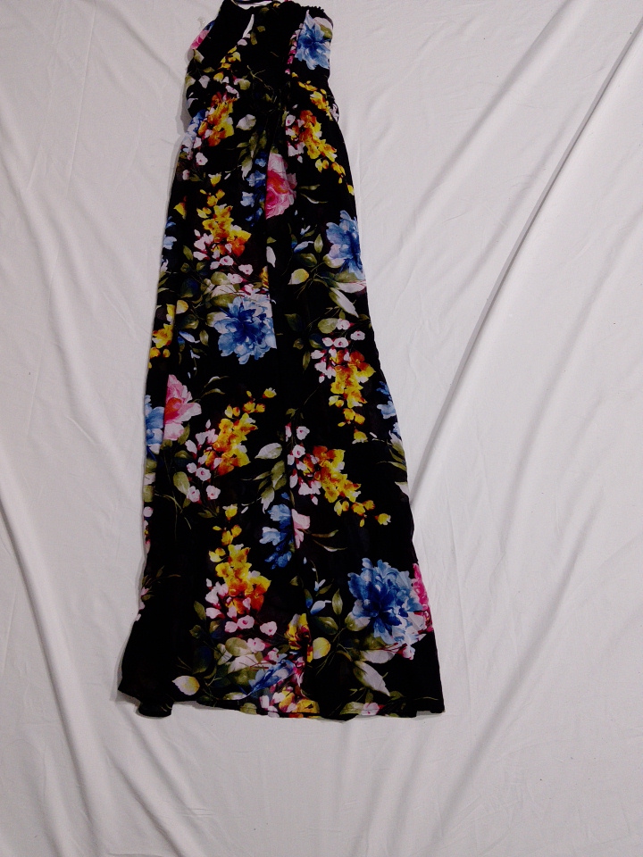 Dolce & Gabbana Black Floral Print Halter Maxi Dre..