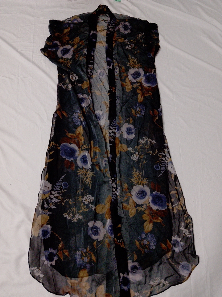 Sheer Floral Print Kimono Blouse