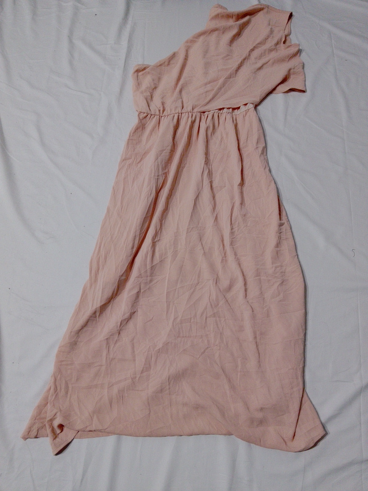 Blush One-Shoulder Flowy Midi Dress