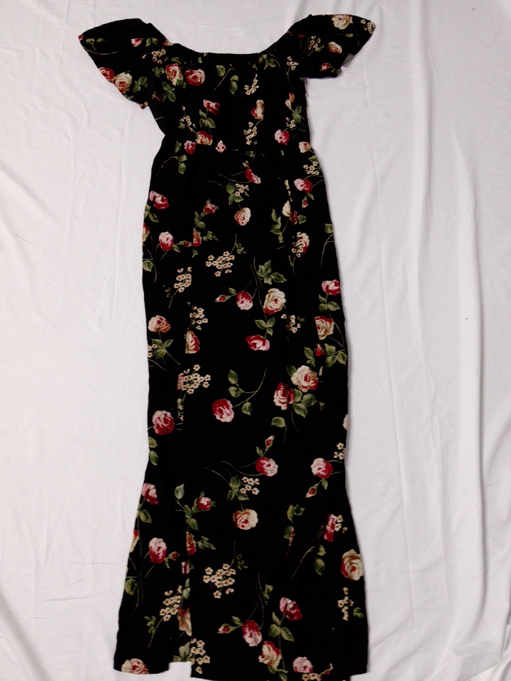 Black Floral Off-Shoulder Maxi Dress