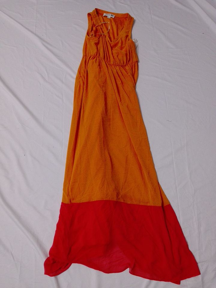 Forever 21 Orange and Red Flowy Sleeveless Maxi Dr..