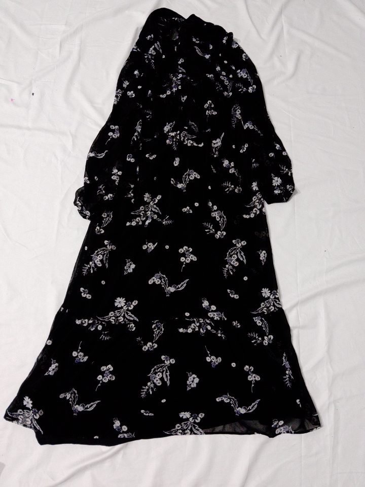Who What Wear Black Sheer Floral Midi Dress Size M