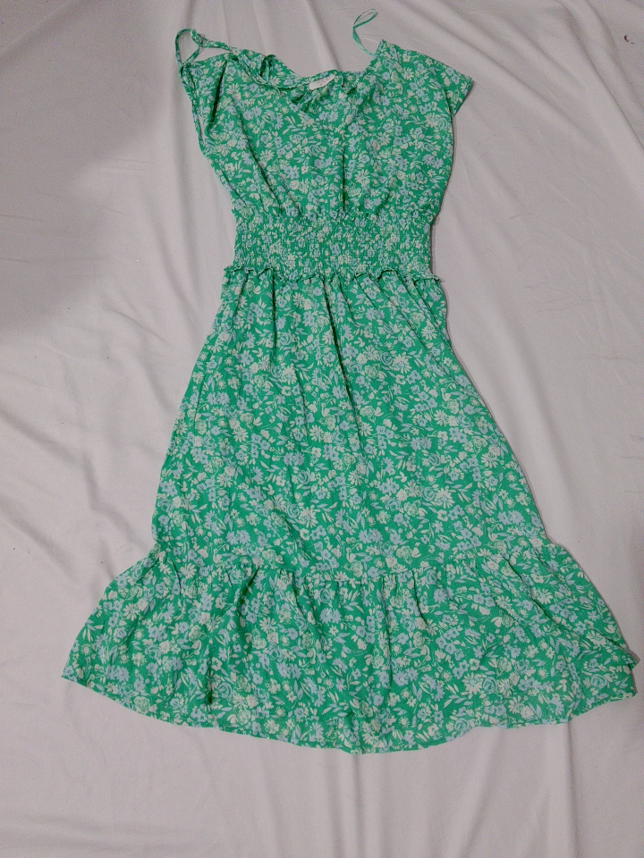 Jenna Sky Green Floral Print Spaghetti Strap Mini ..