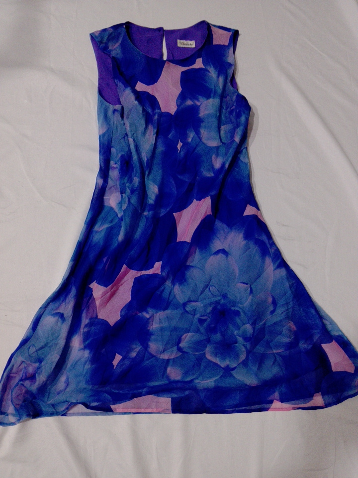 Tessuto Sleeveless Floral Print Mini Dress in Blue..