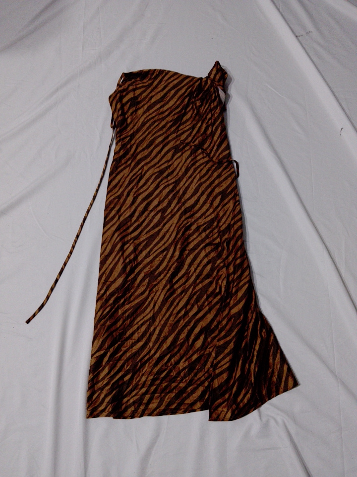 Brown Tiger Print Satin Mini Slip Dress